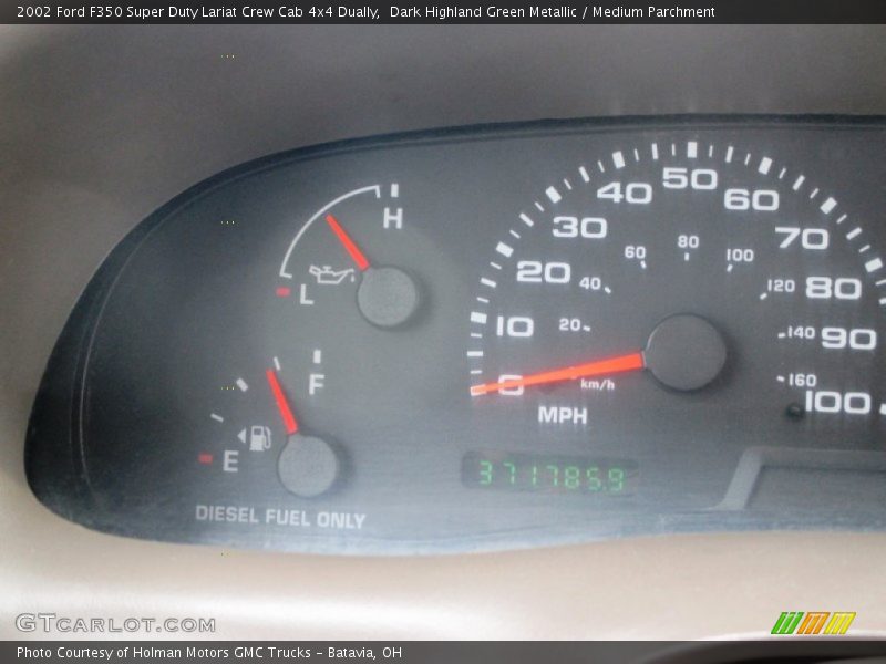 Dark Highland Green Metallic / Medium Parchment 2002 Ford F350 Super Duty Lariat Crew Cab 4x4 Dually