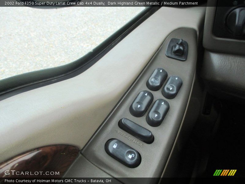 Dark Highland Green Metallic / Medium Parchment 2002 Ford F350 Super Duty Lariat Crew Cab 4x4 Dually