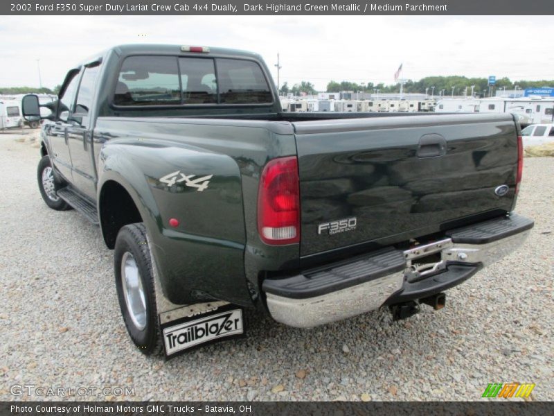 Dark Highland Green Metallic / Medium Parchment 2002 Ford F350 Super Duty Lariat Crew Cab 4x4 Dually