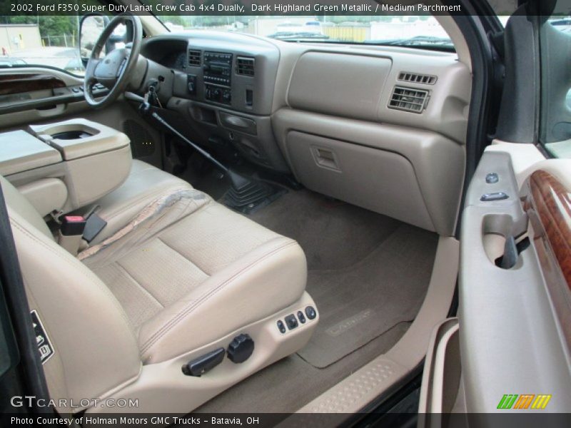 Dark Highland Green Metallic / Medium Parchment 2002 Ford F350 Super Duty Lariat Crew Cab 4x4 Dually