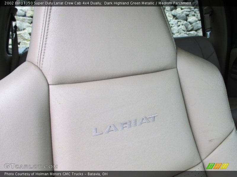 Dark Highland Green Metallic / Medium Parchment 2002 Ford F350 Super Duty Lariat Crew Cab 4x4 Dually