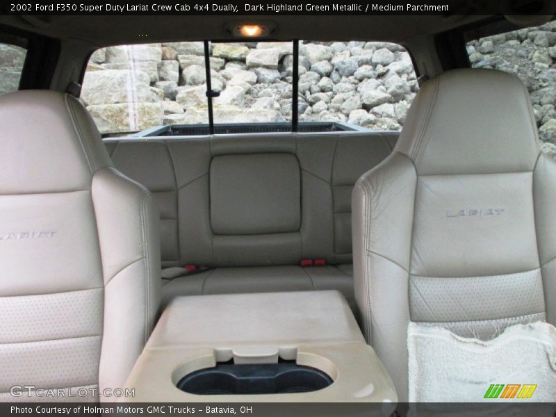 Dark Highland Green Metallic / Medium Parchment 2002 Ford F350 Super Duty Lariat Crew Cab 4x4 Dually