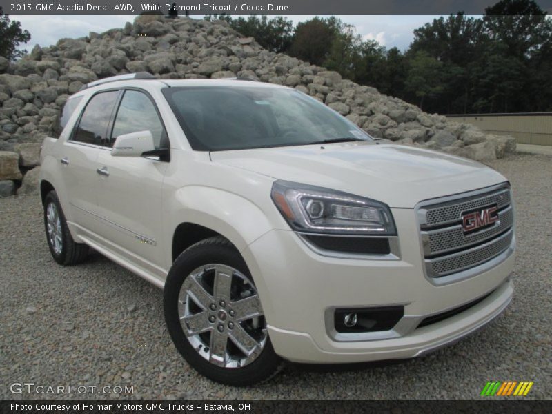 White Diamond Tricoat / Cocoa Dune 2015 GMC Acadia Denali AWD