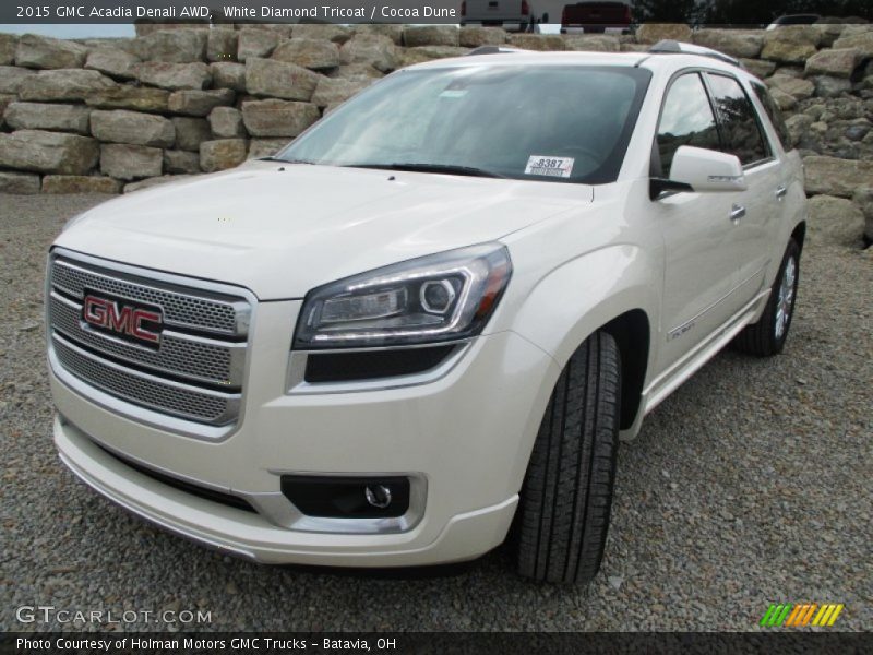 White Diamond Tricoat / Cocoa Dune 2015 GMC Acadia Denali AWD
