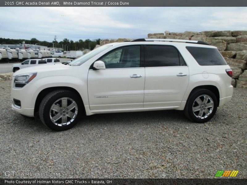 White Diamond Tricoat / Cocoa Dune 2015 GMC Acadia Denali AWD