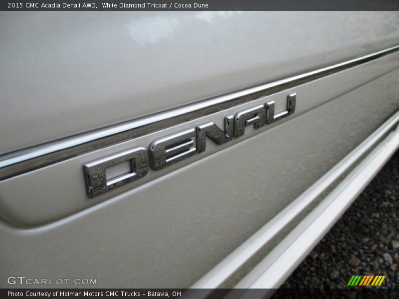 White Diamond Tricoat / Cocoa Dune 2015 GMC Acadia Denali AWD