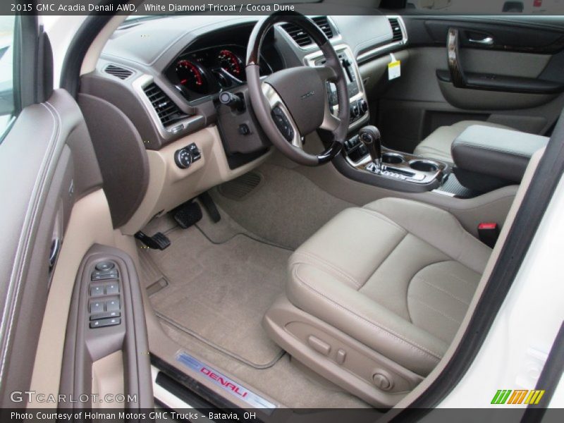White Diamond Tricoat / Cocoa Dune 2015 GMC Acadia Denali AWD