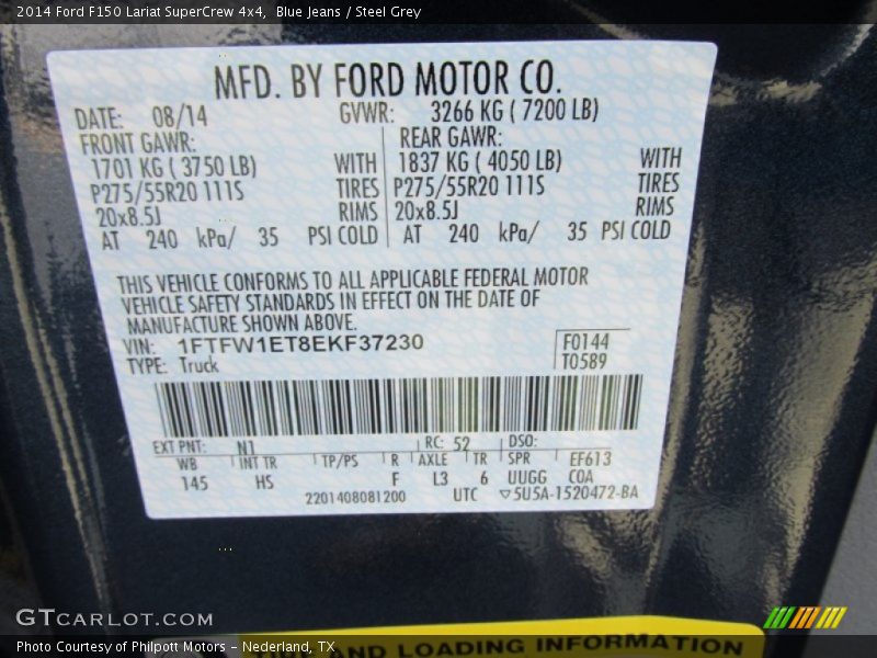 Blue Jeans / Steel Grey 2014 Ford F150 Lariat SuperCrew 4x4