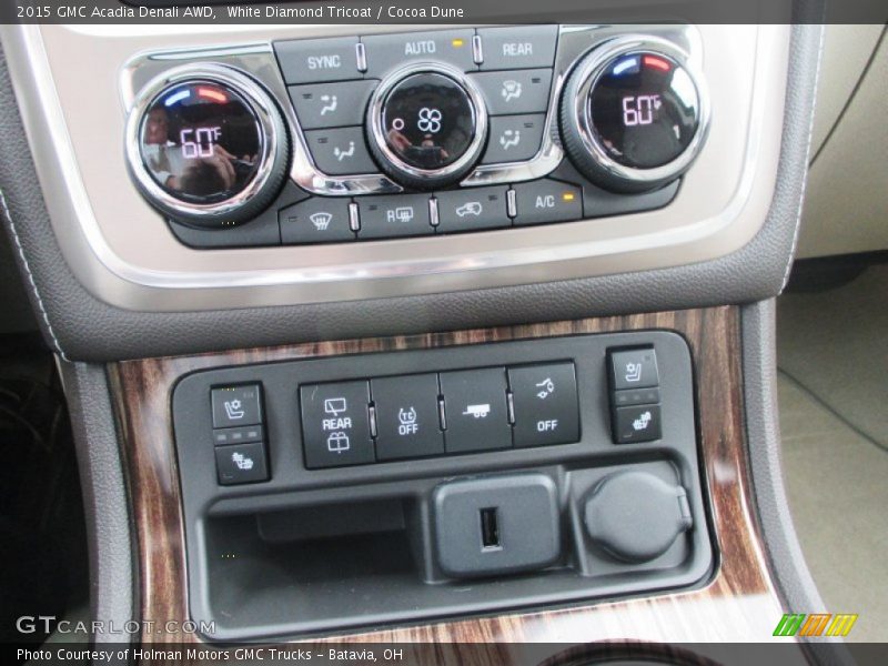 White Diamond Tricoat / Cocoa Dune 2015 GMC Acadia Denali AWD