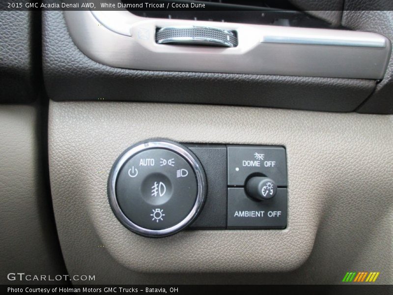 White Diamond Tricoat / Cocoa Dune 2015 GMC Acadia Denali AWD