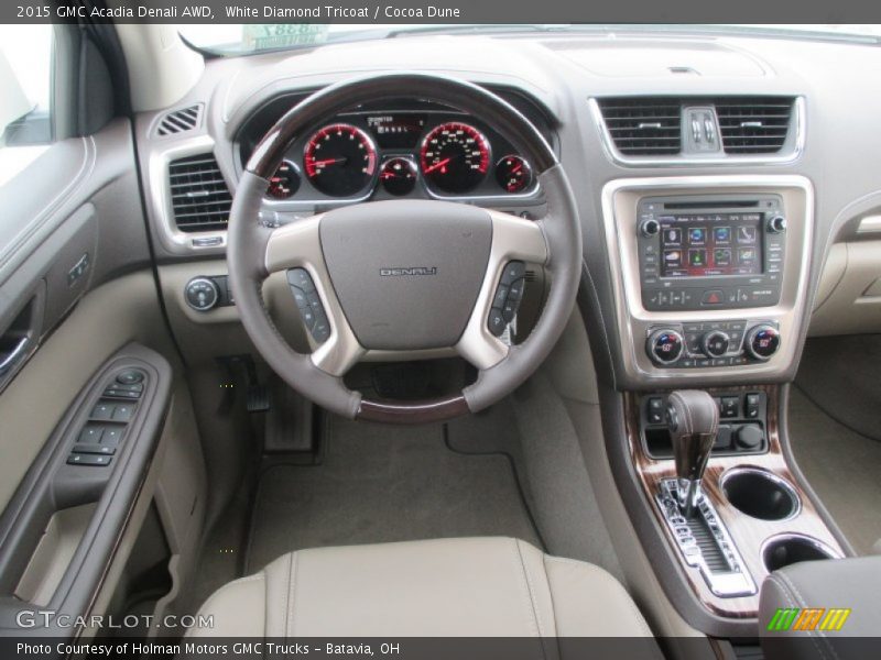 White Diamond Tricoat / Cocoa Dune 2015 GMC Acadia Denali AWD