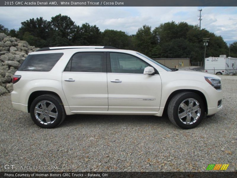 White Diamond Tricoat / Cocoa Dune 2015 GMC Acadia Denali AWD