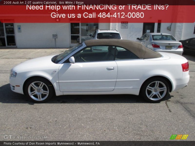 Ibis White / Beige 2008 Audi A4 2.0T quattro Cabriolet