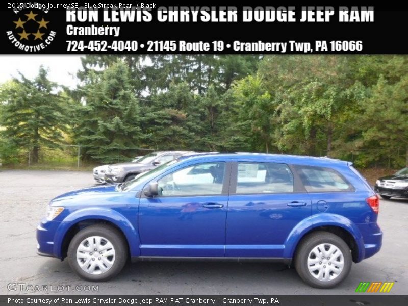 Blue Streak Pearl / Black 2015 Dodge Journey SE