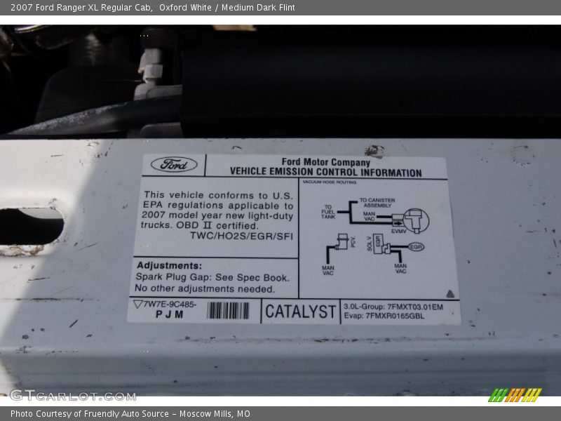 Oxford White / Medium Dark Flint 2007 Ford Ranger XL Regular Cab