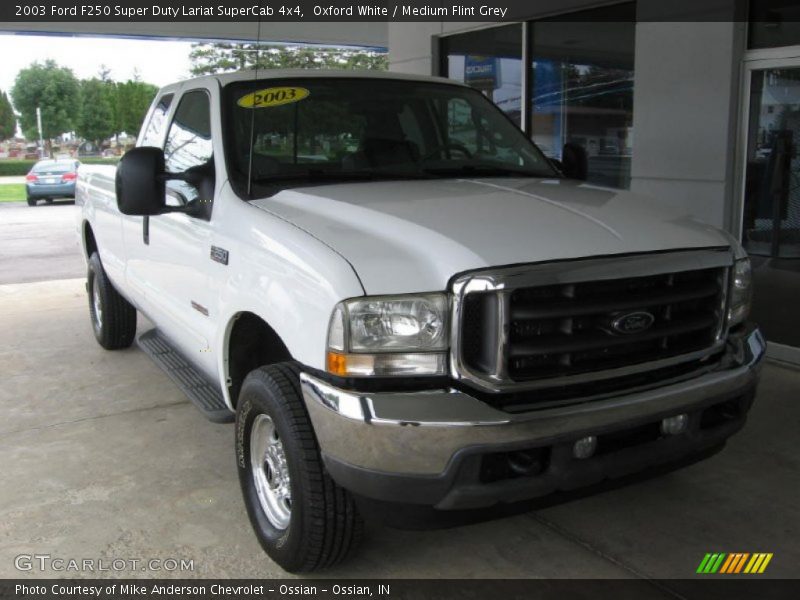 Oxford White / Medium Flint Grey 2003 Ford F250 Super Duty Lariat SuperCab 4x4