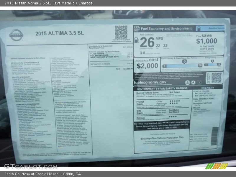 Java Metallic / Charcoal 2015 Nissan Altima 3.5 SL