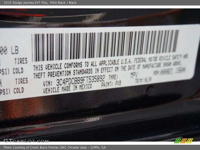 Pitch Black / Black 2015 Dodge Journey SXT Plus