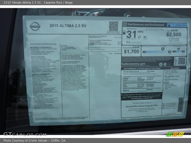 Cayenne Red / Beige 2015 Nissan Altima 2.5 SV