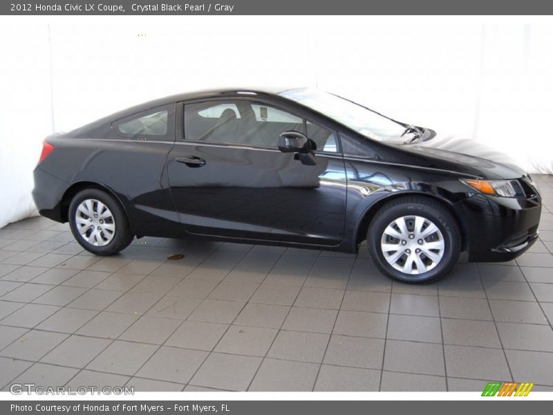 Crystal Black Pearl / Gray 2012 Honda Civic LX Coupe