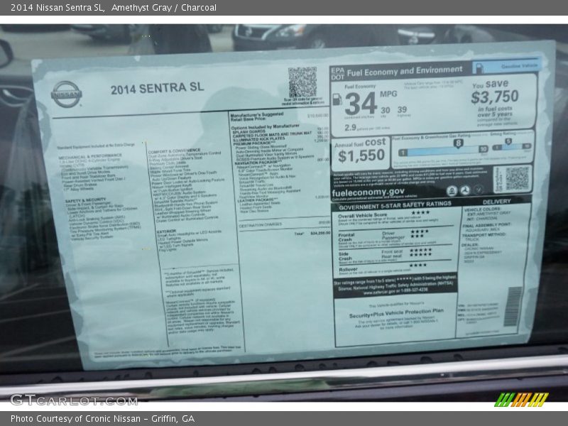 Amethyst Gray / Charcoal 2014 Nissan Sentra SL