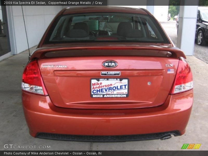Copperhead Orange Metallic / Gray 2009 Kia Spectra EX Sedan
