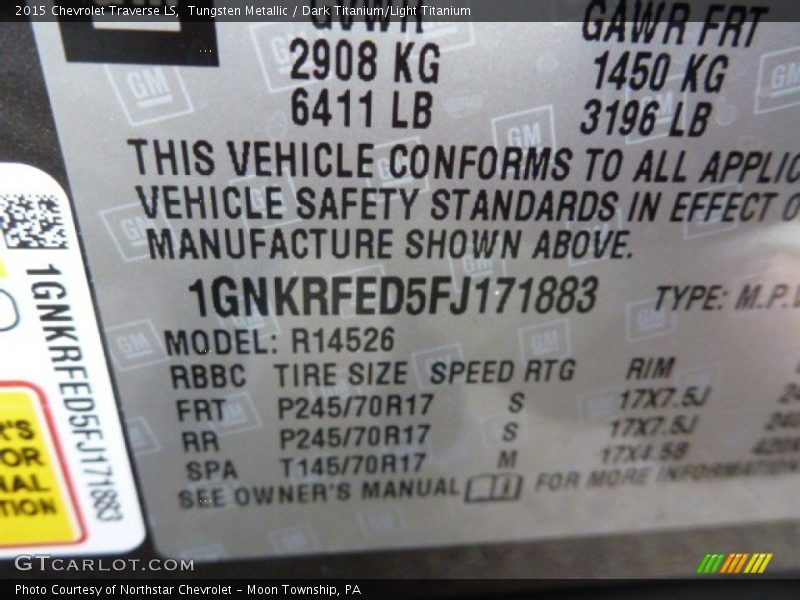 Tungsten Metallic / Dark Titanium/Light Titanium 2015 Chevrolet Traverse LS