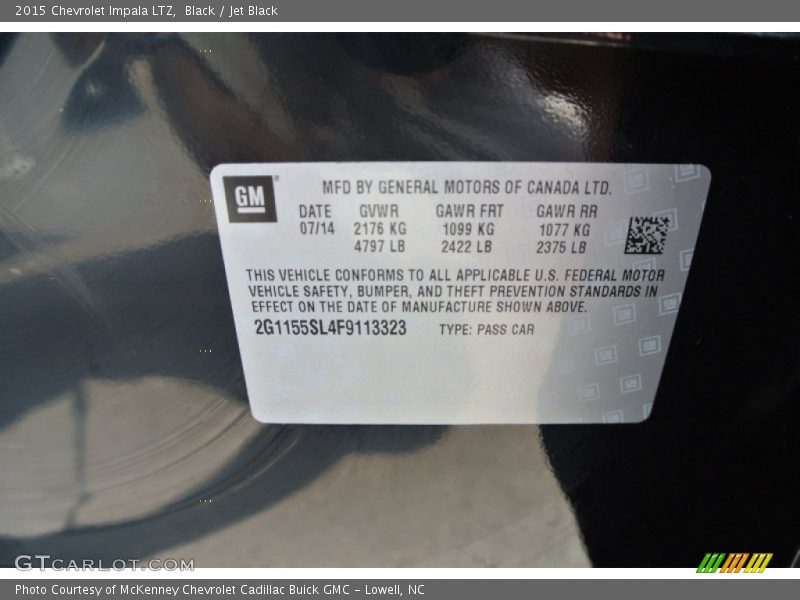 Black / Jet Black 2015 Chevrolet Impala LTZ