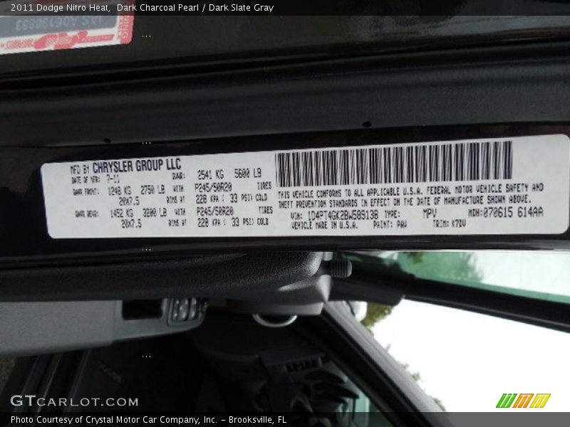 Dark Charcoal Pearl / Dark Slate Gray 2011 Dodge Nitro Heat