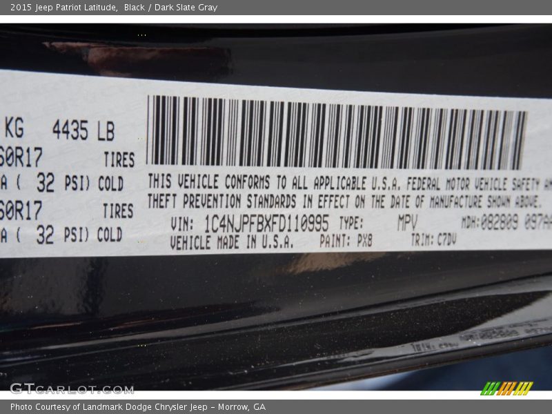 Black / Dark Slate Gray 2015 Jeep Patriot Latitude