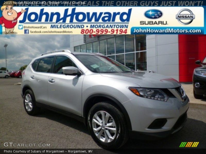 Brilliant Silver / Charcoal 2015 Nissan Rogue SV AWD