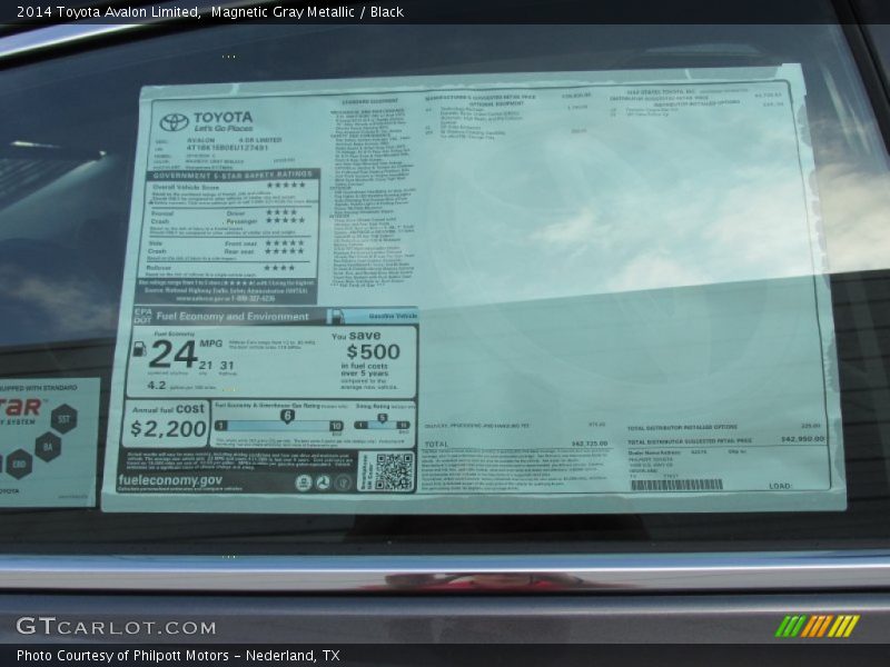 Magnetic Gray Metallic / Black 2014 Toyota Avalon Limited