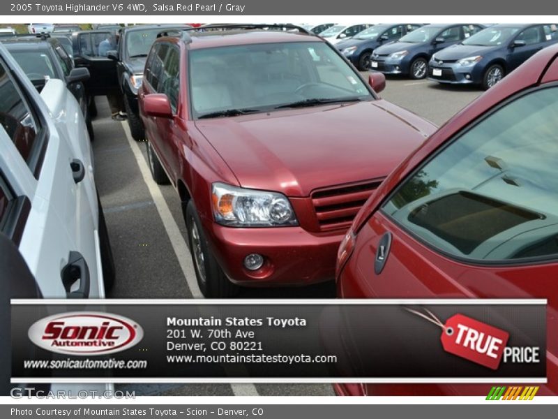 Salsa Red Pearl / Gray 2005 Toyota Highlander V6 4WD