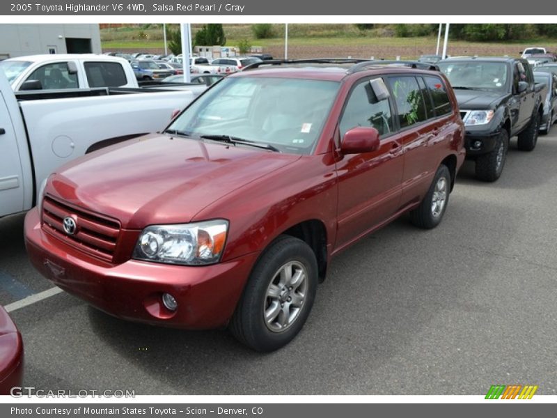 Salsa Red Pearl / Gray 2005 Toyota Highlander V6 4WD
