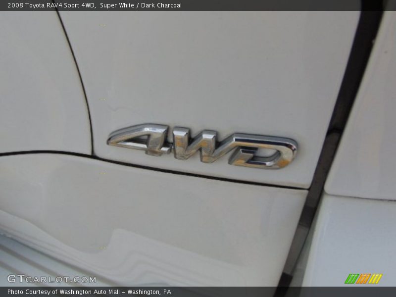 Super White / Dark Charcoal 2008 Toyota RAV4 Sport 4WD