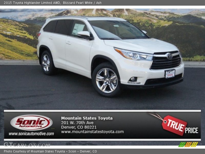 Blizzard Pearl White / Ash 2015 Toyota Highlander Limited AWD