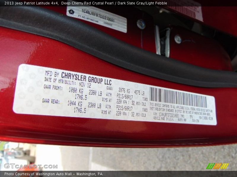 Deep Cherry Red Crystal Pearl / Dark Slate Gray/Light Pebble 2013 Jeep Patriot Latitude 4x4