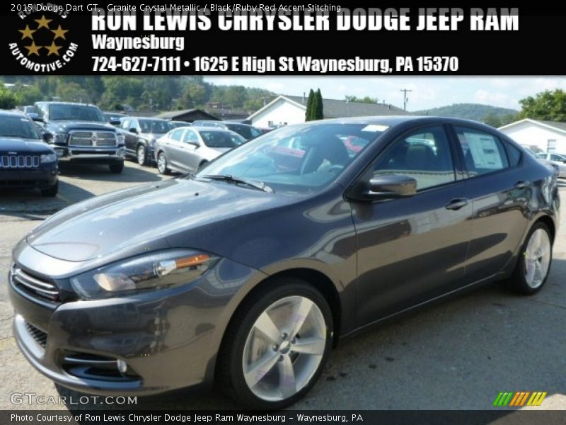 Granite Crystal Metallic / Black/Ruby Red Accent Stitching 2015 Dodge Dart GT