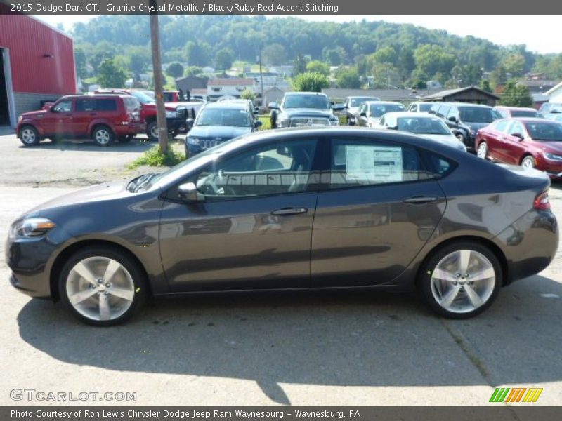 Granite Crystal Metallic / Black/Ruby Red Accent Stitching 2015 Dodge Dart GT