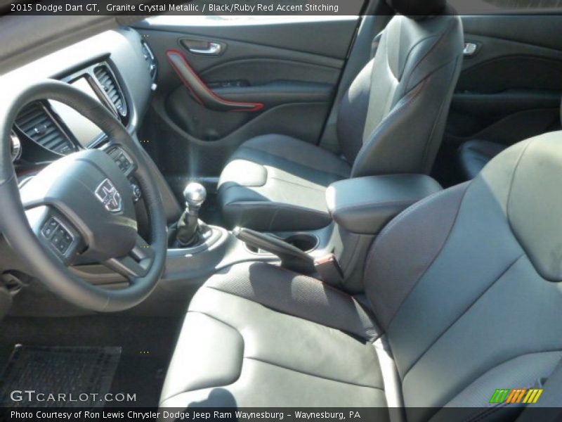 Granite Crystal Metallic / Black/Ruby Red Accent Stitching 2015 Dodge Dart GT