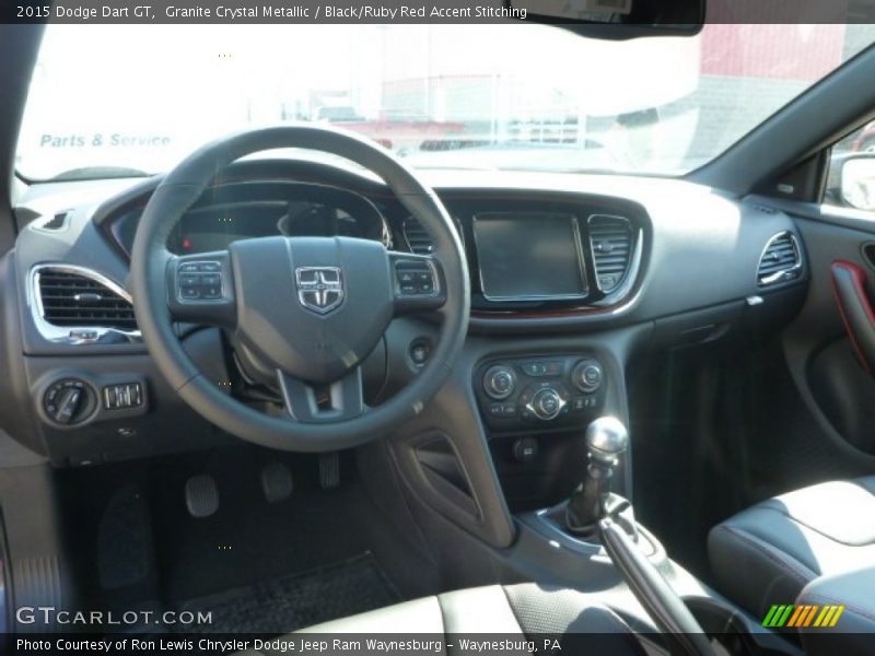 Granite Crystal Metallic / Black/Ruby Red Accent Stitching 2015 Dodge Dart GT