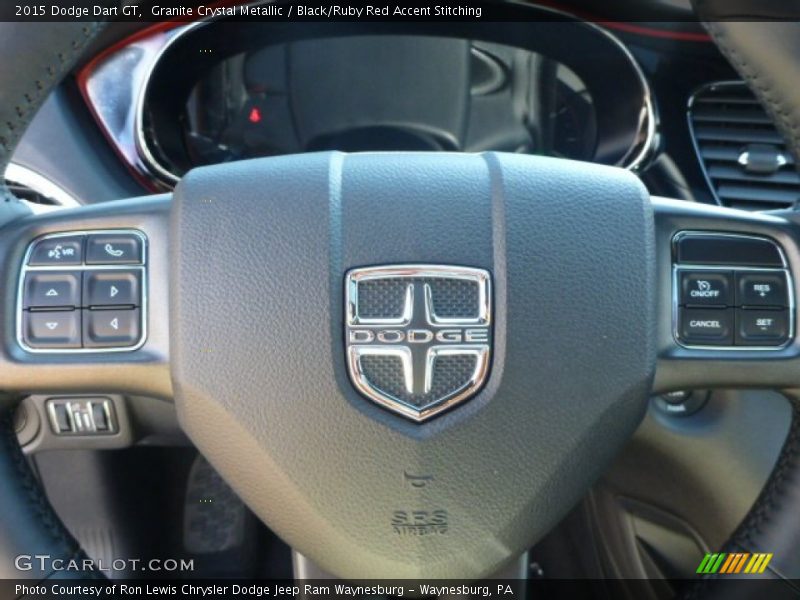 Granite Crystal Metallic / Black/Ruby Red Accent Stitching 2015 Dodge Dart GT