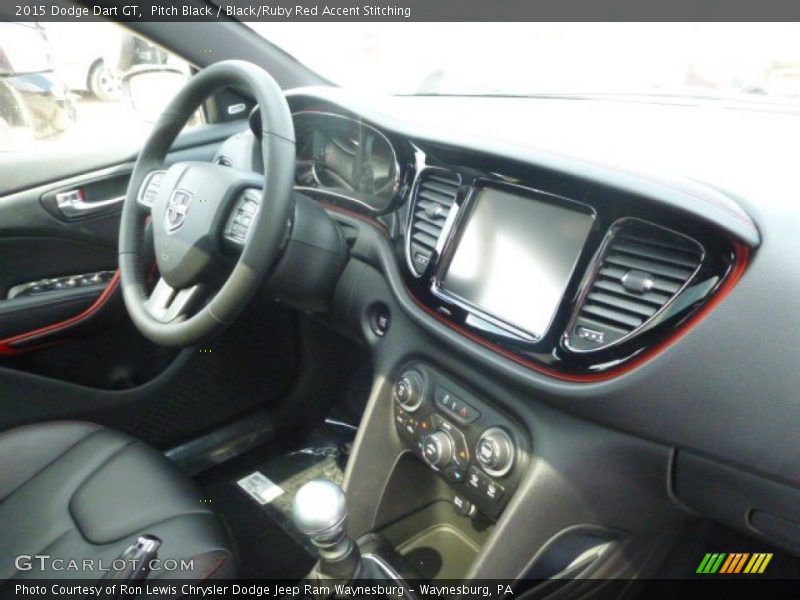 Pitch Black / Black/Ruby Red Accent Stitching 2015 Dodge Dart GT