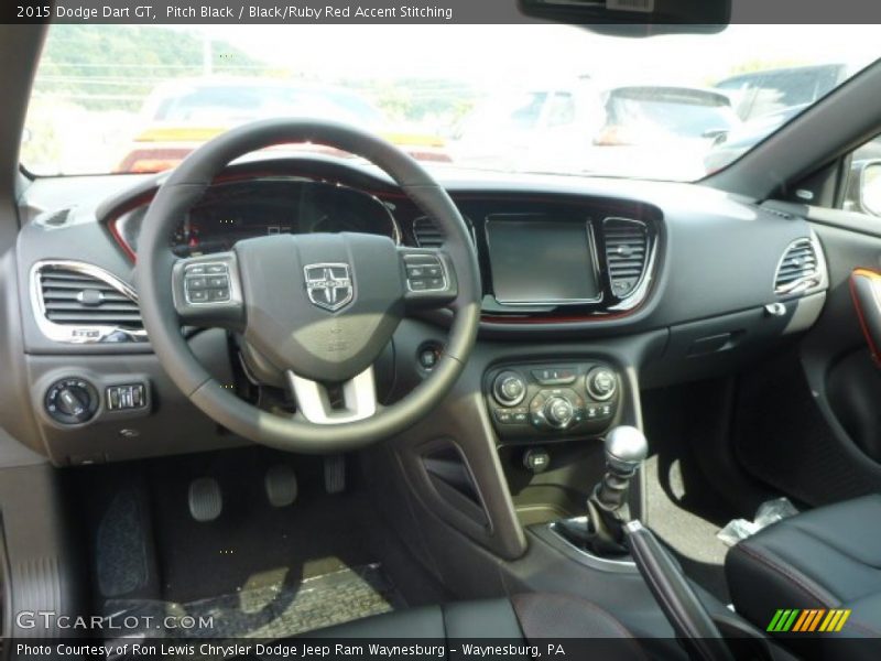 Pitch Black / Black/Ruby Red Accent Stitching 2015 Dodge Dart GT