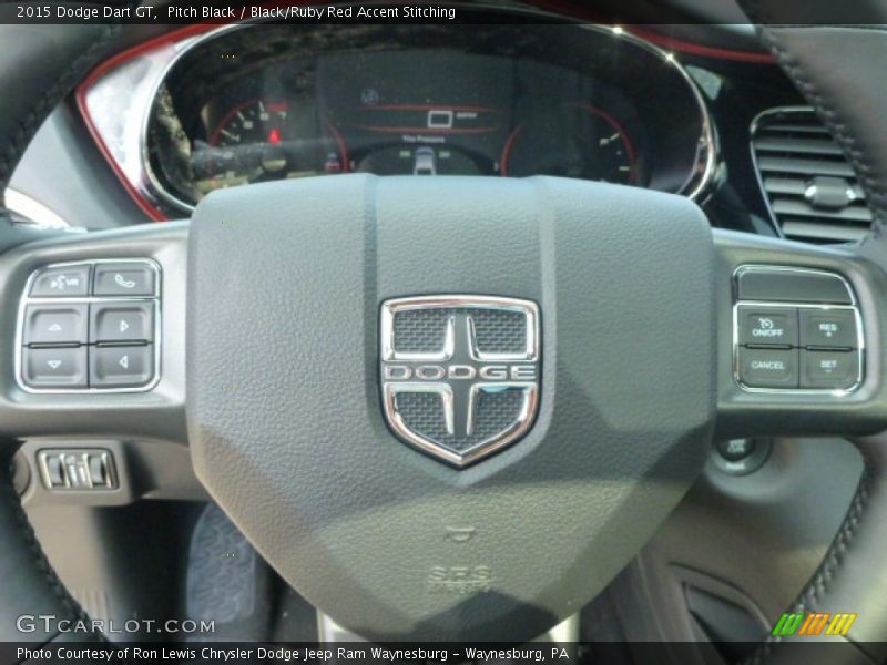 Pitch Black / Black/Ruby Red Accent Stitching 2015 Dodge Dart GT