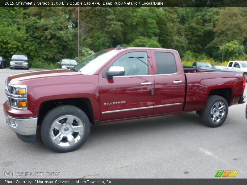 Deep Ruby Metallic / Cocoa/Dune 2015 Chevrolet Silverado 1500 LTZ Double Cab 4x4