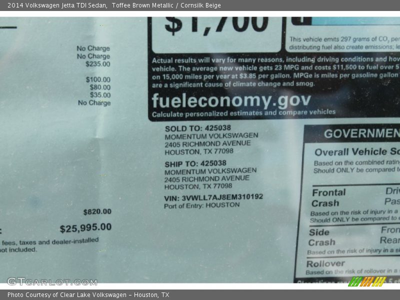Toffee Brown Metallic / Cornsilk Beige 2014 Volkswagen Jetta TDI Sedan
