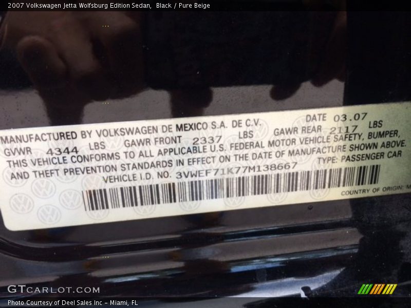 Black / Pure Beige 2007 Volkswagen Jetta Wolfsburg Edition Sedan
