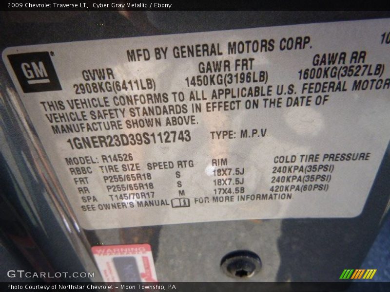 Cyber Gray Metallic / Ebony 2009 Chevrolet Traverse LT