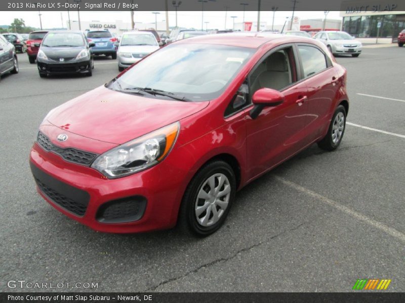 Signal Red / Beige 2013 Kia Rio LX 5-Door